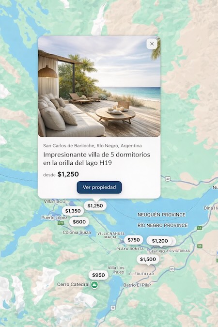 Mapa con precios en Bariloche